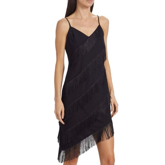 NWT Amanda Uprichard Bella Dona black fringed mini dress Size small - Picture 9 of 12